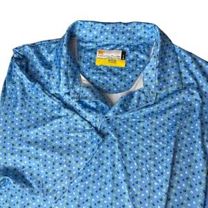 Nicklaus Golf Polo Mens L Blue Floral Eco Choice Performance Shirt Short Sleeve